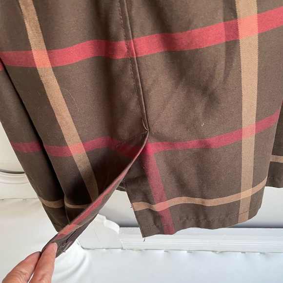 MERONA WATER REPELLANT TRENCH COAT TAN BROWN RED PLAID POCKETS BELT - Picture 11 of 13